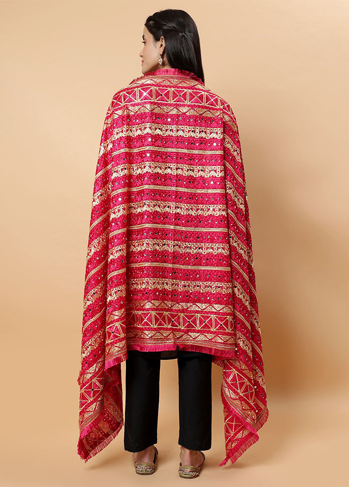 Magenta Chinon Phulkari Work Dupatta Cheap Sale Ebay