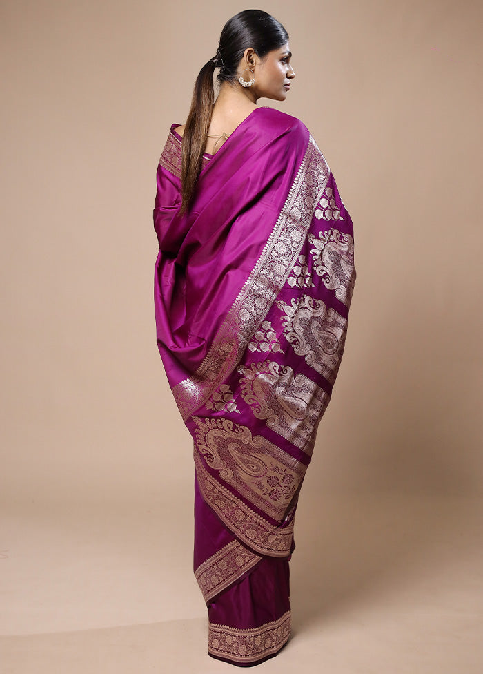 Purple Katan Silk Saree With Blouse Piece Countdown Package Cheap Pice