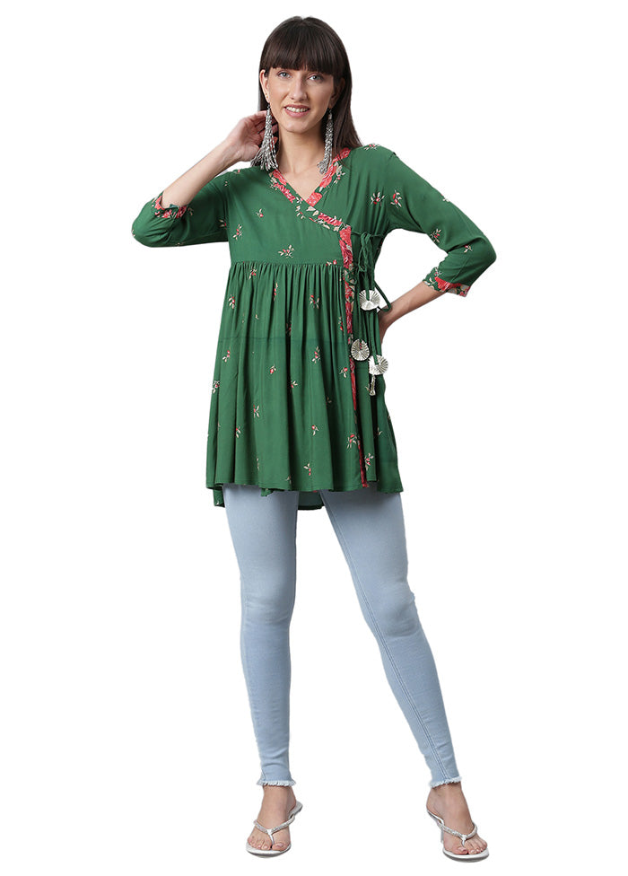 Green Readymade Polyester Tunic Cheap Sale Websites