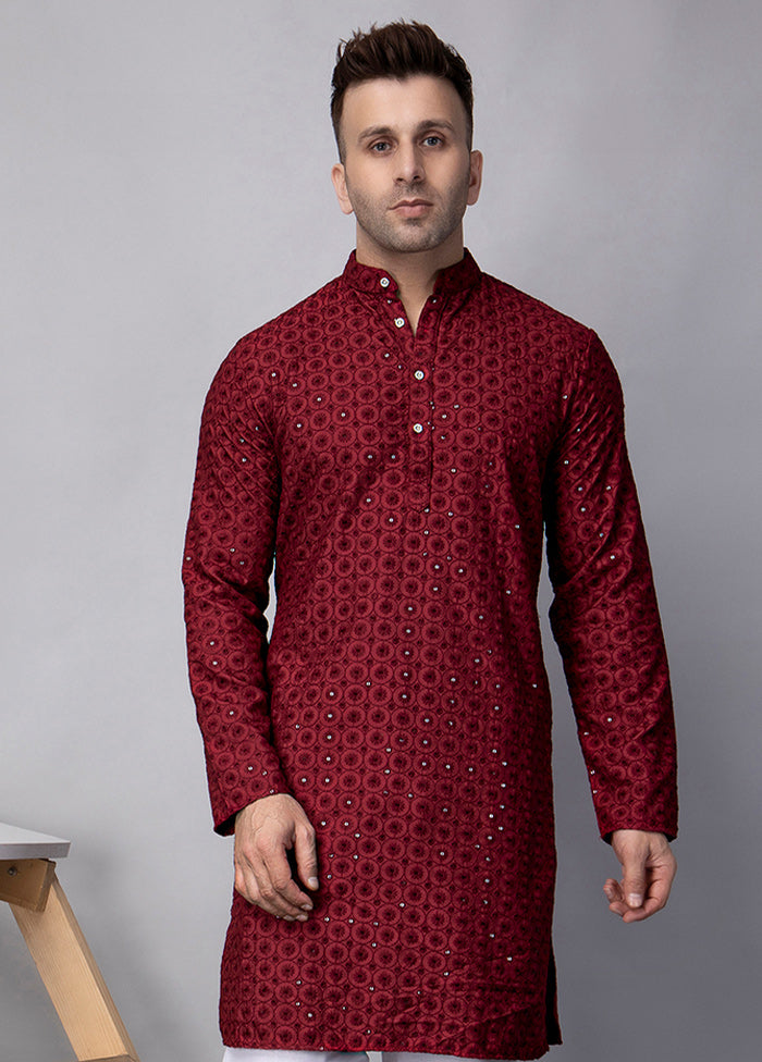 2 Pc Maroon Viscose Kurta Pajama Set Buy Cheap For Nice