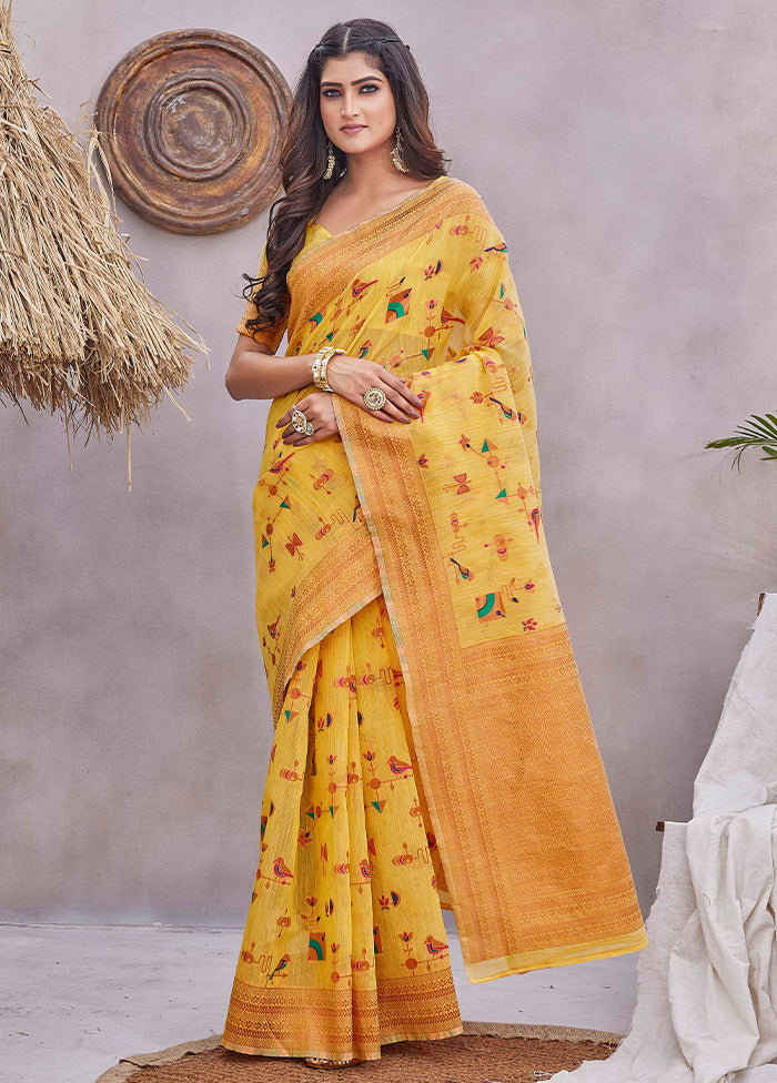 Yellow Kanjivaram Silk Saree With Blouse Piece Outlet Amazing Pice