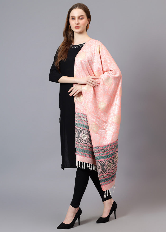 Peach Fine Wool Stole Sale Cheap Online