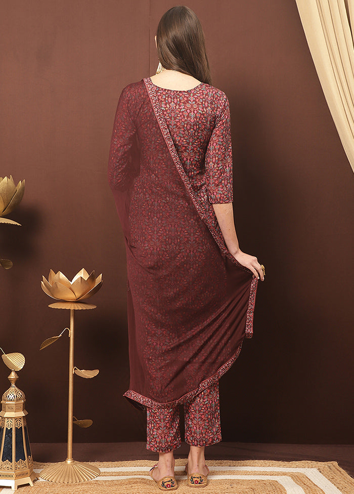 3 Pc Maroon Unstitched Cotton Suit Set 2025 New Cheap Online