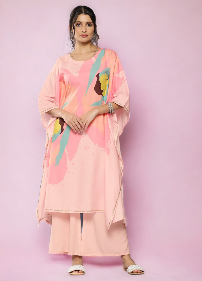 2 Pc Pink Readymade Silk Kurti Set Clearance Limited Edition