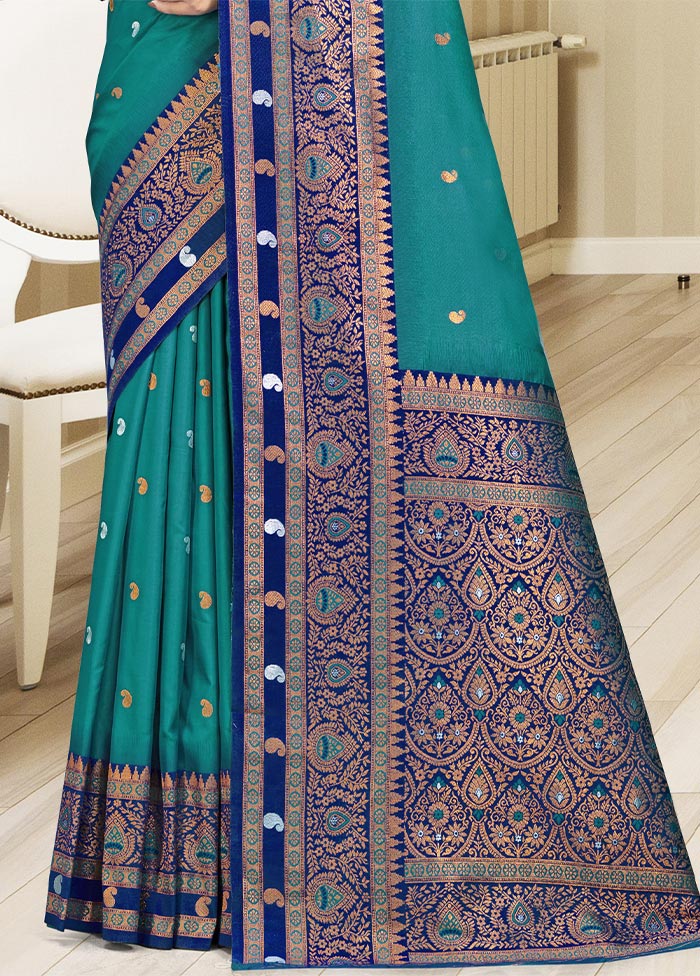 Sky Blue Dupion Silk Saree With Blouse Piece Genuine Online