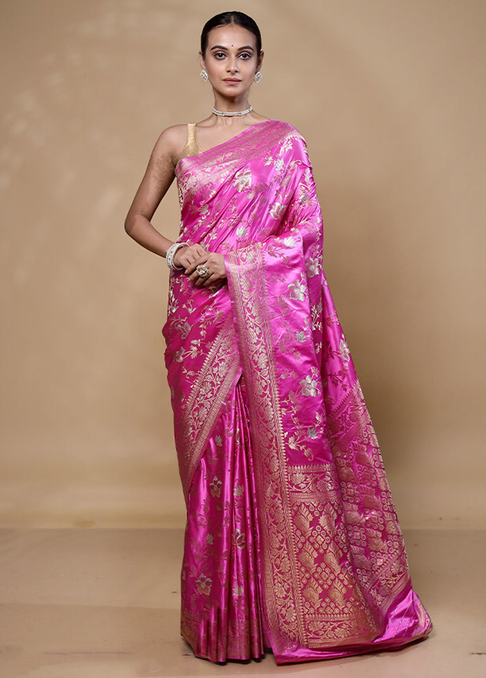 Pink Dupion Silk Saree With Blouse Piece Brand New Unisex Sale Online