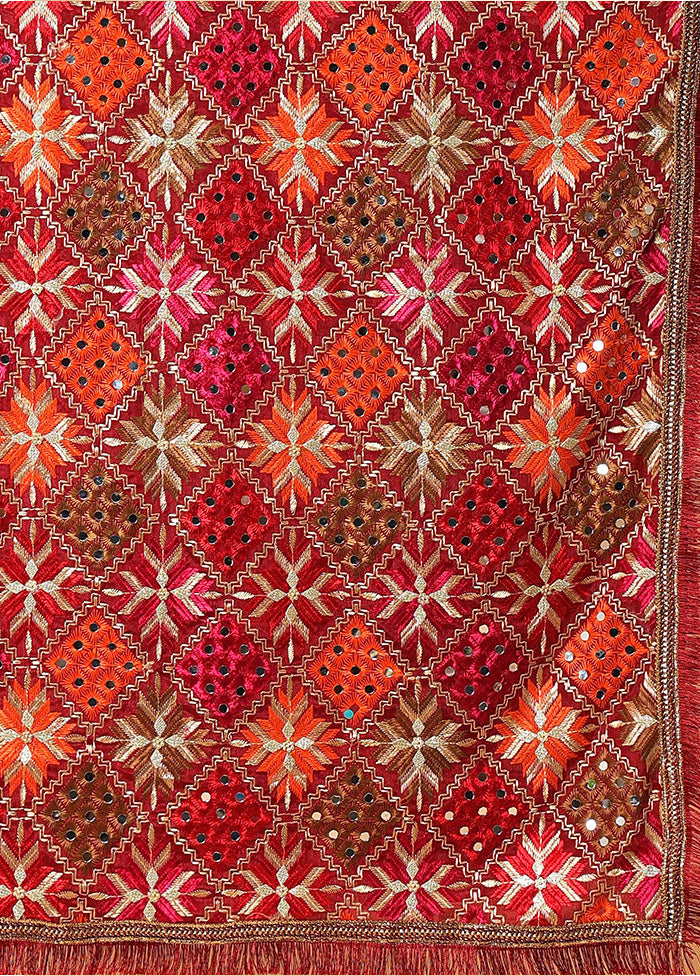 Maroon Chinon Phulkari Work Dupatta Best Place To Buy Online