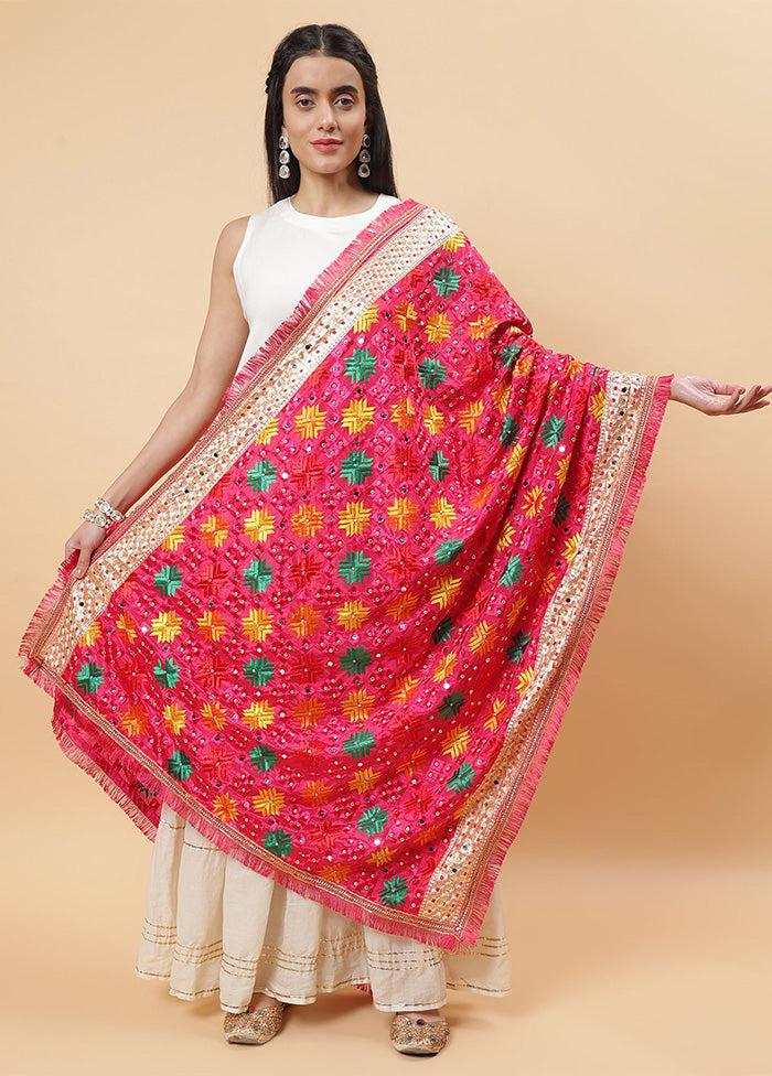 Magenta Chinon Phulkari Work Dupatta Buy Cheap Outlet