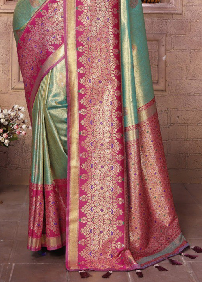 Sea Green Banarasi Silk Saree With Blouse Piece Looking For Online