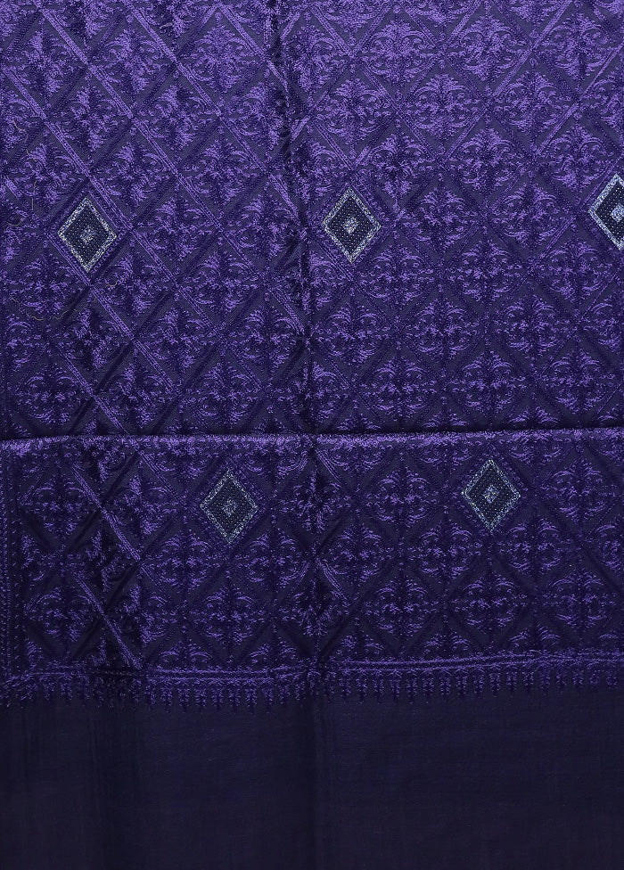 Purple Butta Work With Zari Woven Border Shawl The Cheapest Cheap Online