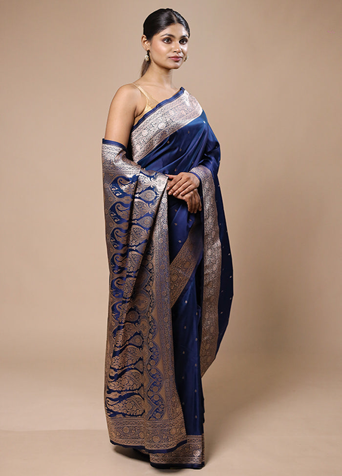 Blue Katan Silk Saree With Blouse Piece Cheap Sale 2025