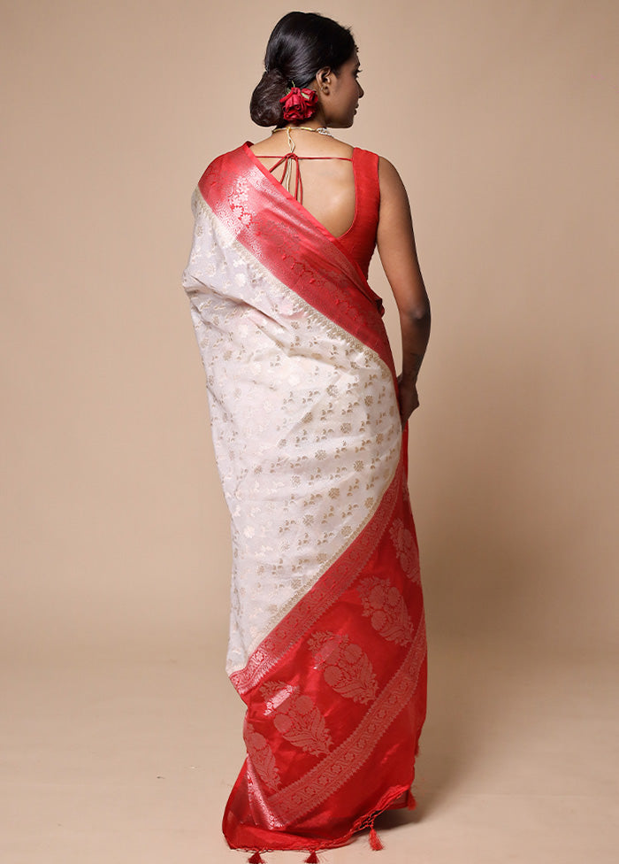 White Georgette Saree With Blouse Piece Looking For For Sale