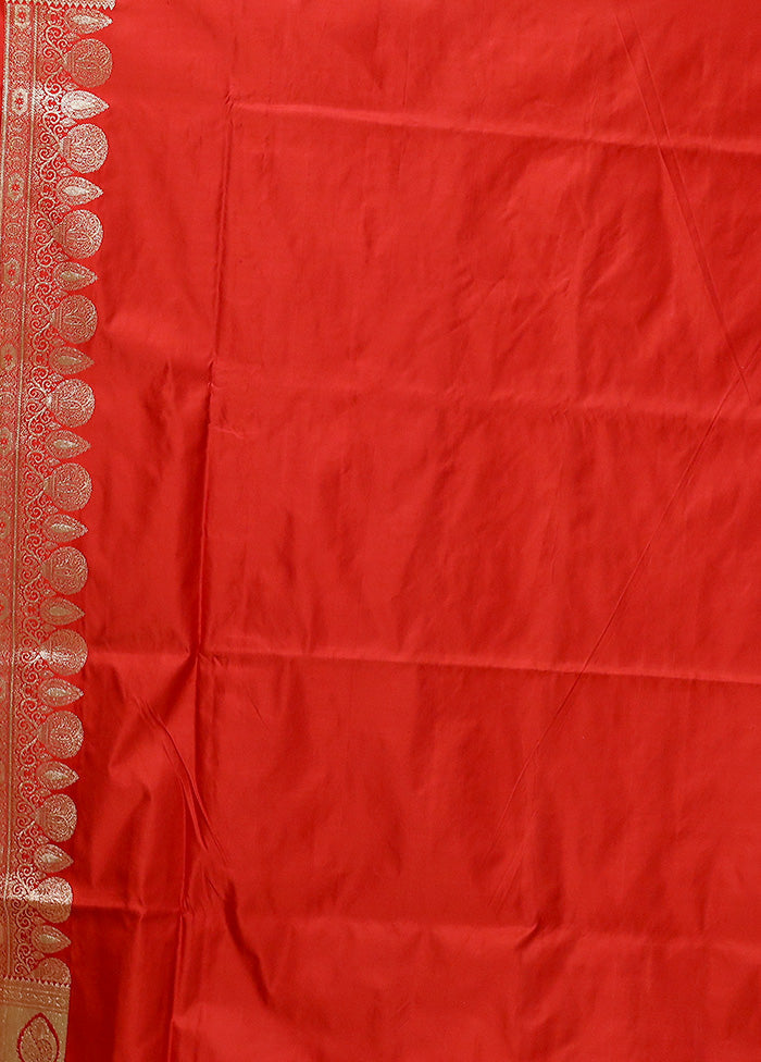 Red Handloom Banarasi Pure Silk Saree With Blouse Piece Shipping Outlet Store Online