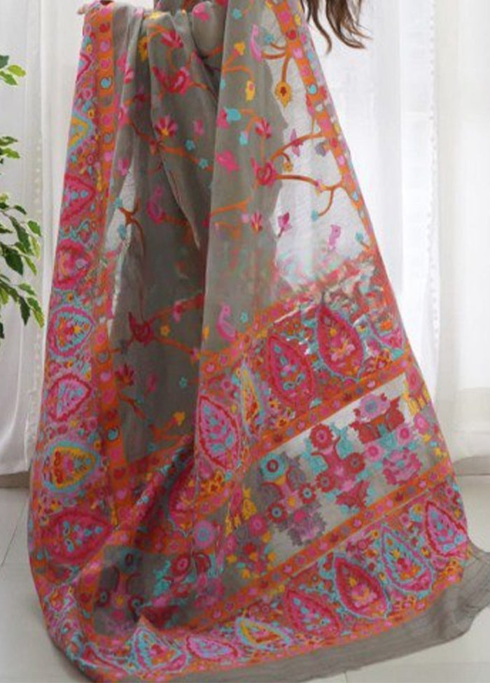 Brown Banarasi Silk Saree With Blouse Piece Sale Low Pice