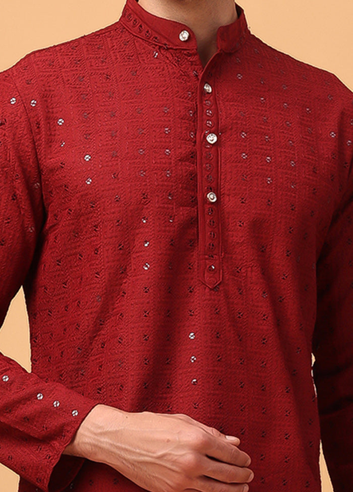 Red Viscose Embroidered Kurta Outlet Official Site