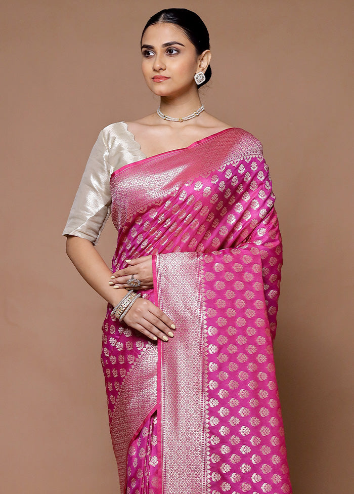 Pink Uppada Silk Saree With Blouse Piece Cheap Pice