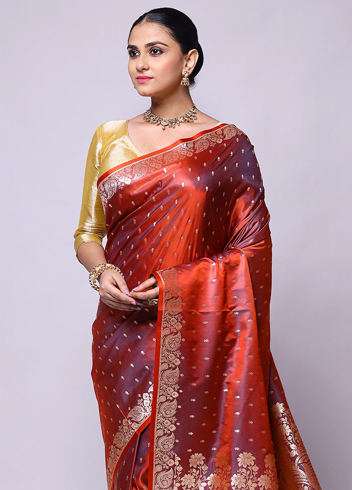 Maroon Banarasi Silk Saree With Blouse Piece Pay With Paypal Cheap Pice