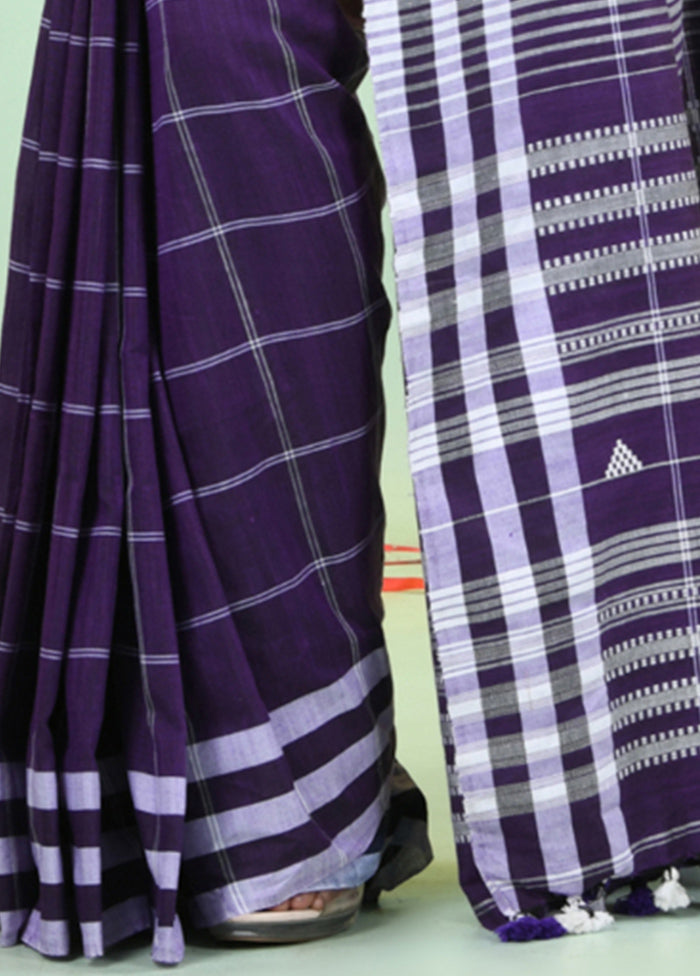 Violet Cotton Saree With Blouse Piece 100% Authentic Sale Online