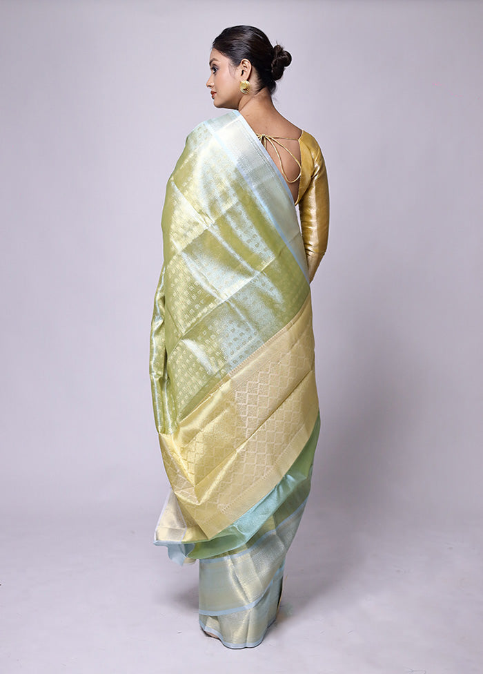 Green Tissue Silk Saree With Blouse Piece Best Sale Online