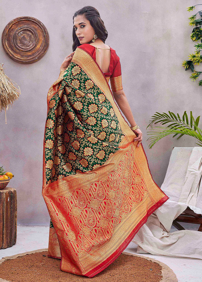 Green Dupion Silk Saree With Blouse Piece Clearance Best Place