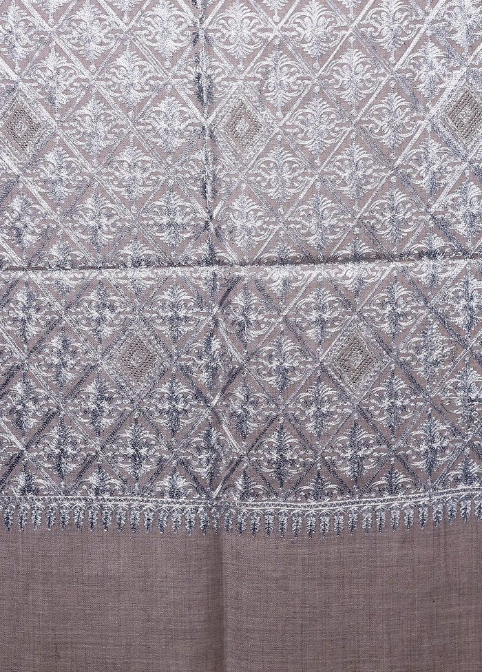 Grey Butta Work With Zari Woven Border Shawl Low Pice For Sale