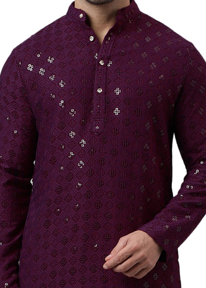 Maroon Silk Embroidered Kurta Cheap Online Store