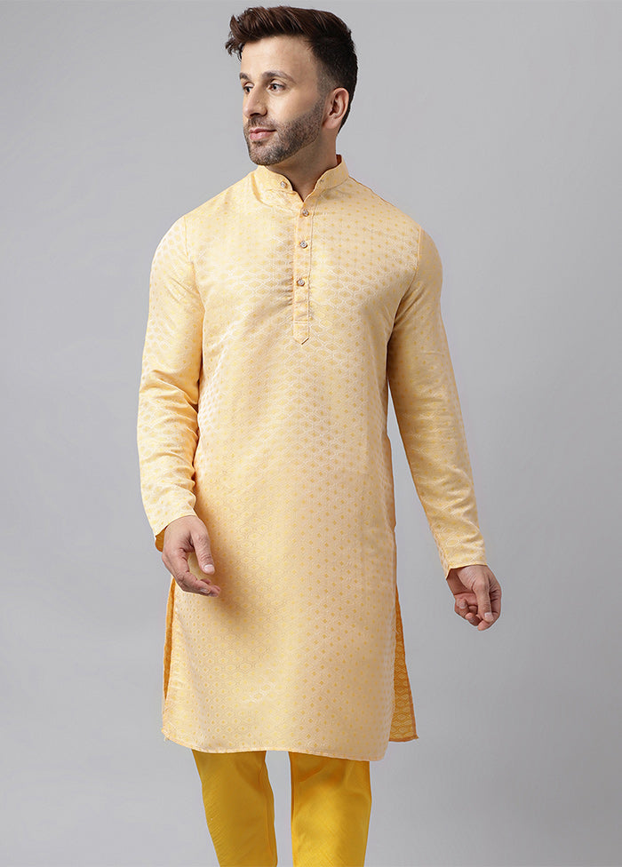 Lemon Viscose Jacquard Long Kurta Sale Sast