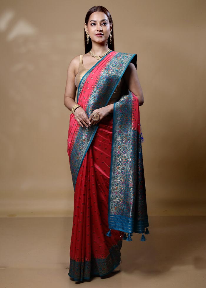 Pink Dupion Silk Saree With Blouse Piece Reliable For Sale