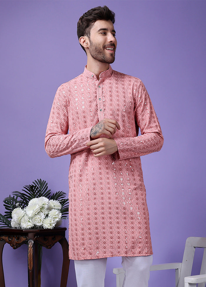 2 Pc Pink Silk Kurta Pajama Set Clearance Perfect