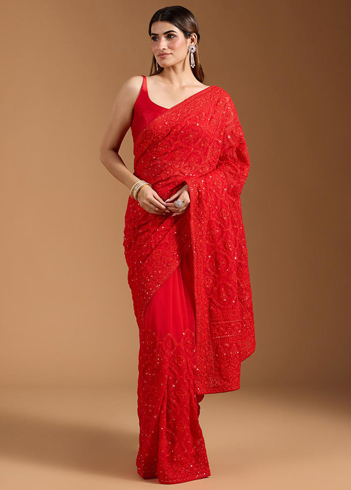 Red Spun Silk Saree With Blouse Piece In China Cheap Online