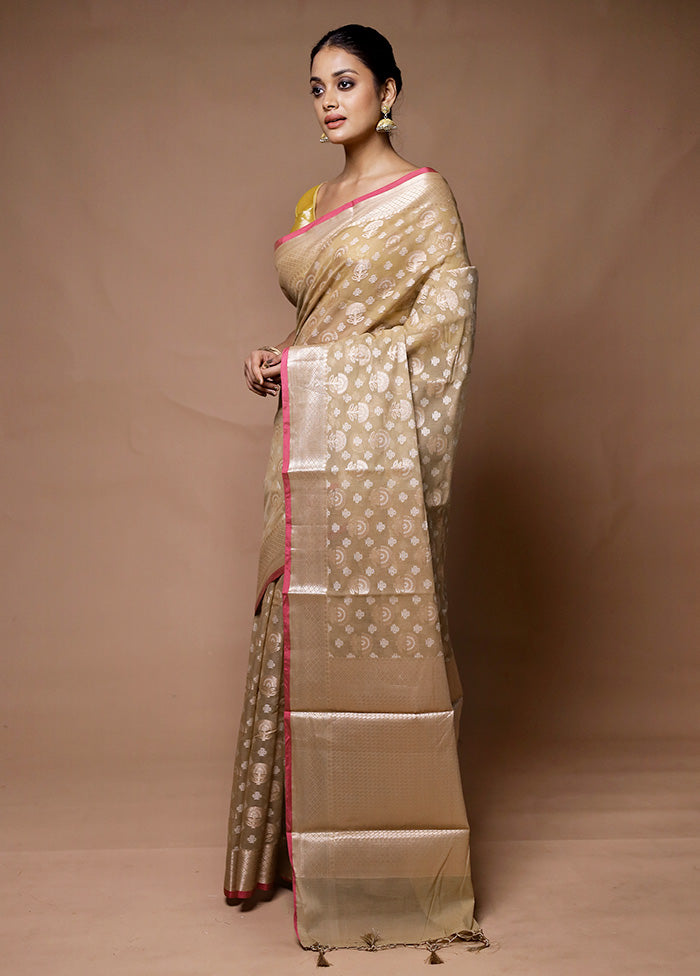 Cream Kora Silk Saree With Blouse Piece Buy Cheap The Cheapest