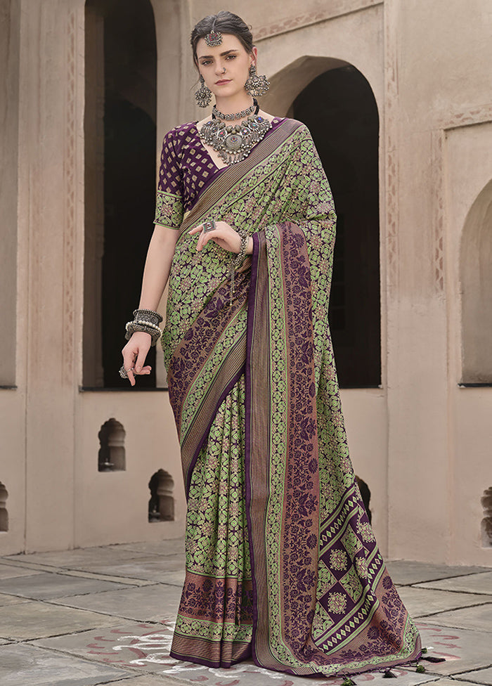 Green Spun Silk Saree With Blouse Piece Real Online