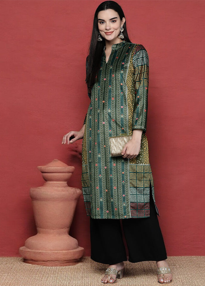 Green Readymade Velvet Kurti Sale Free Shipping