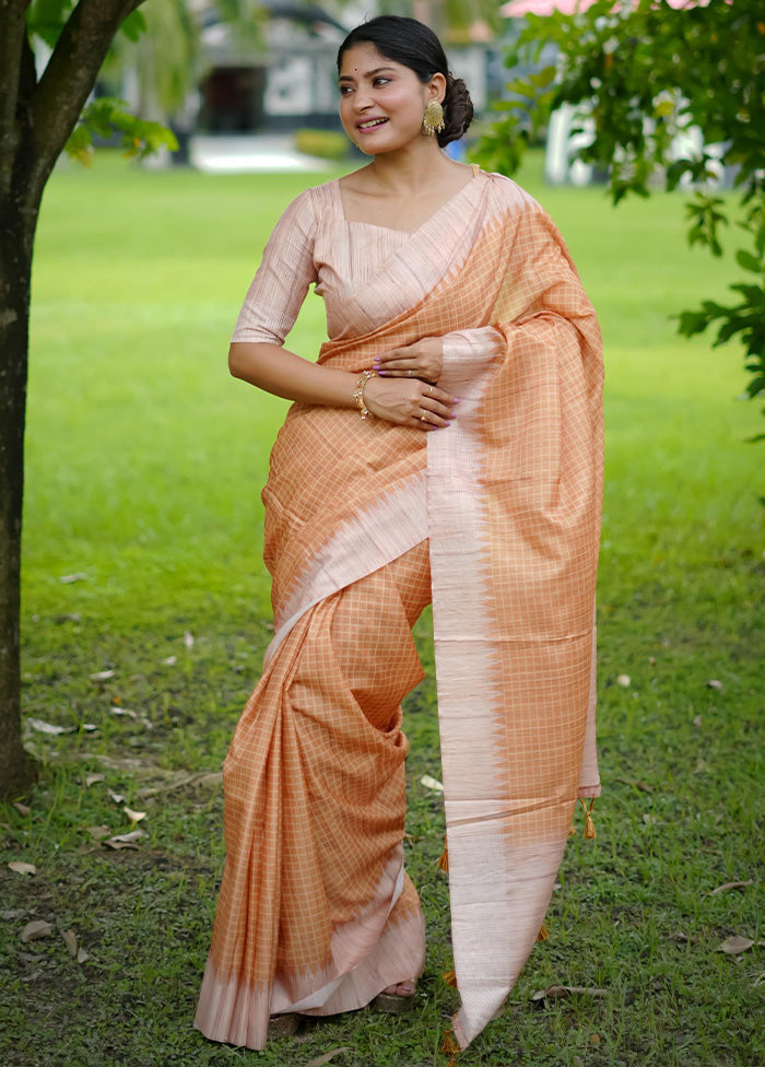 Yellow Tussar Silk Saree With Blouse Piece Geniue Stockist Cheap Pice