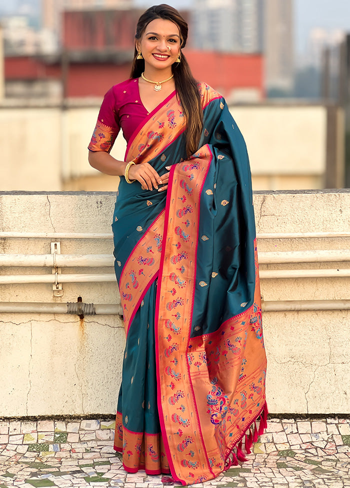 Blue Spun Silk Saree With Blouse Piece Manchester