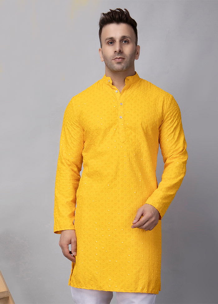 Yellow Viscose Embroidered Knee Length Kurta Cheap Cheap Online