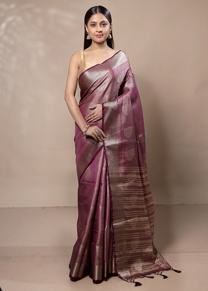 Purple Tissue Silk Saree With Blouse Piece Best Wholesale For Sale