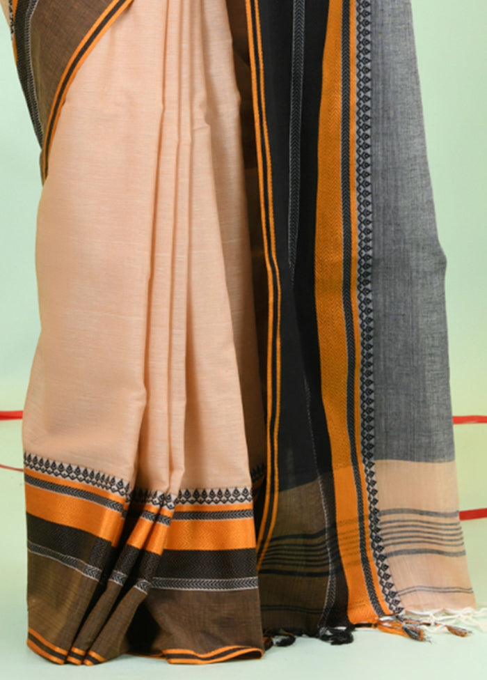 Beige Cotton Saree With Blouse Piece Clearance Official Site