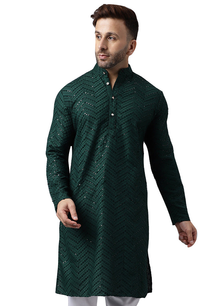 2 Pc Green Silk Kurta Pajama Set Sale 2025 Newest