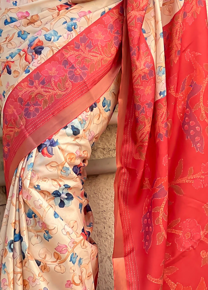 Cream Tussar Silk Saree With Blouse Piece Clearance Purchase