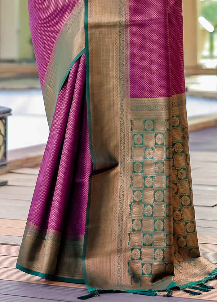 Purple Kanjivaram Silk Saree With Blouse Piece Free Shipping Shop