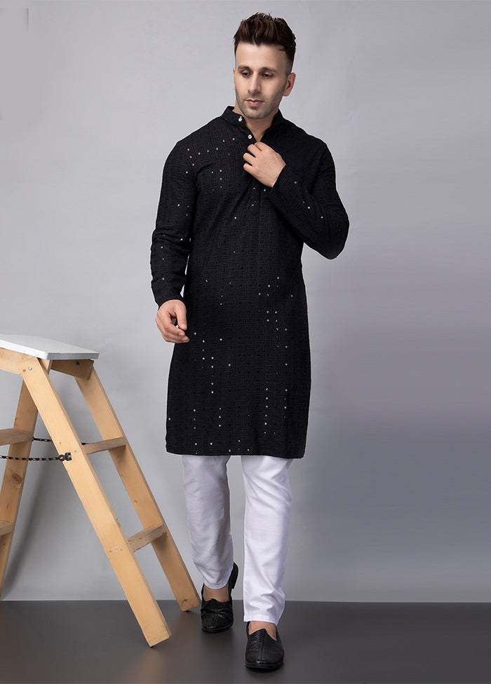 2 Pc Black Viscose Kurta Pajama Set Best Pices Cheap Pice