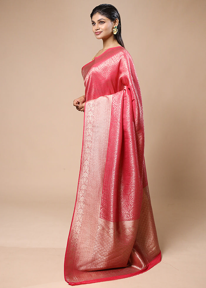 Pink Dupion Silk Saree With Blouse Piece High Quality Cheap Pice