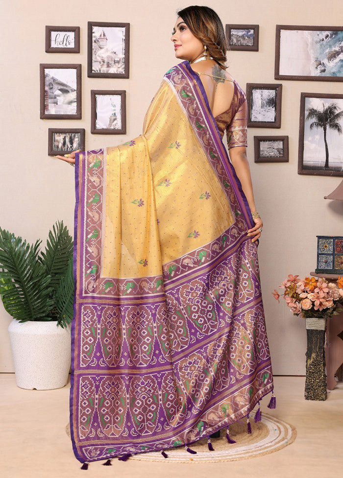 Golden Banarasi Silk Saree With Blouse Piece Online Cheap Pice