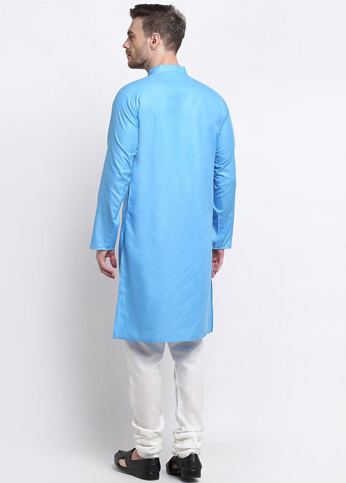 Sky Blue Cotton Kurta And Pajama Set Websites For Sale