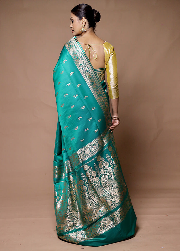 Green Banarasi Silk Saree With Blouse Piece Free Shipping Get To Buy