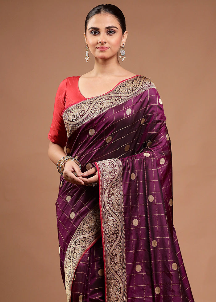 Wine Handloom Katan Pure Silk Saree With Blouse Piece Buy Cheap Low Cost