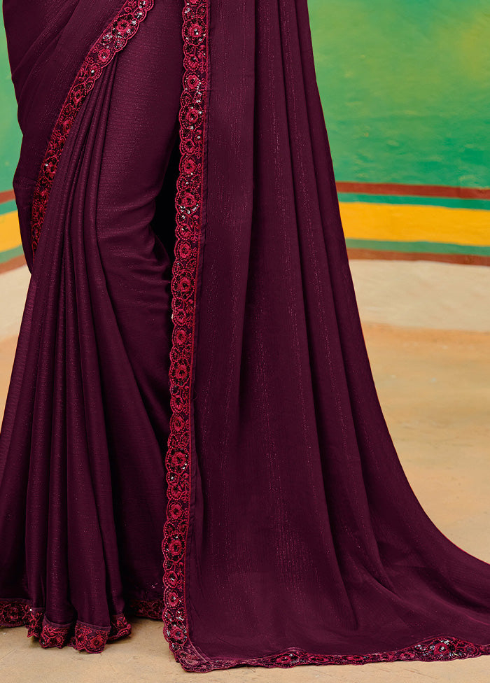 Maroon Georgette Saree With Blouse Piece Original Online