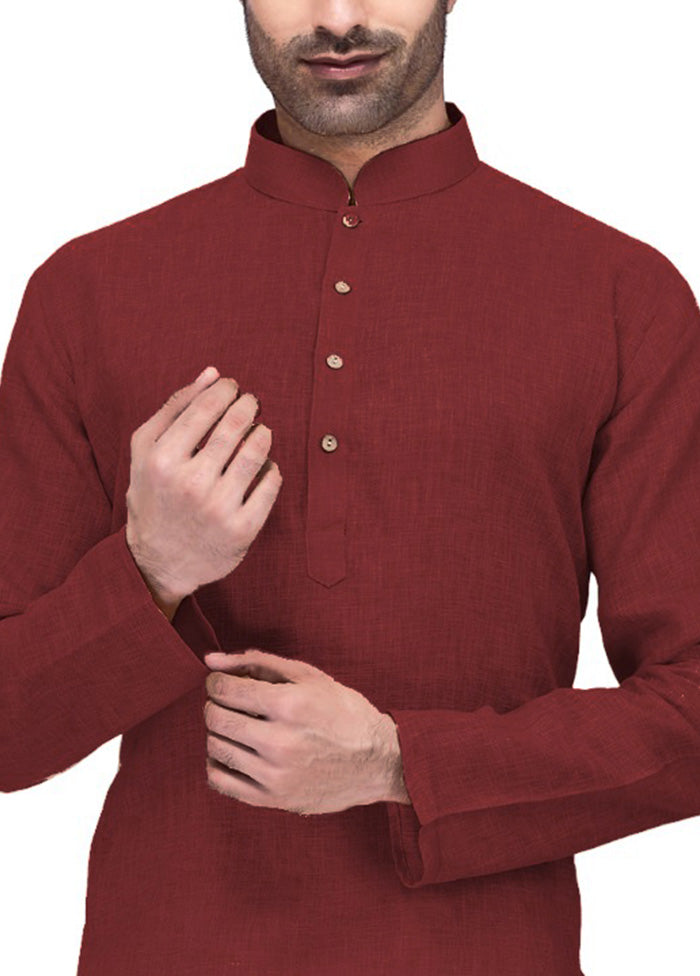 Maroon Cotton Kurta And Pajama Set Extremely Cheap Pice