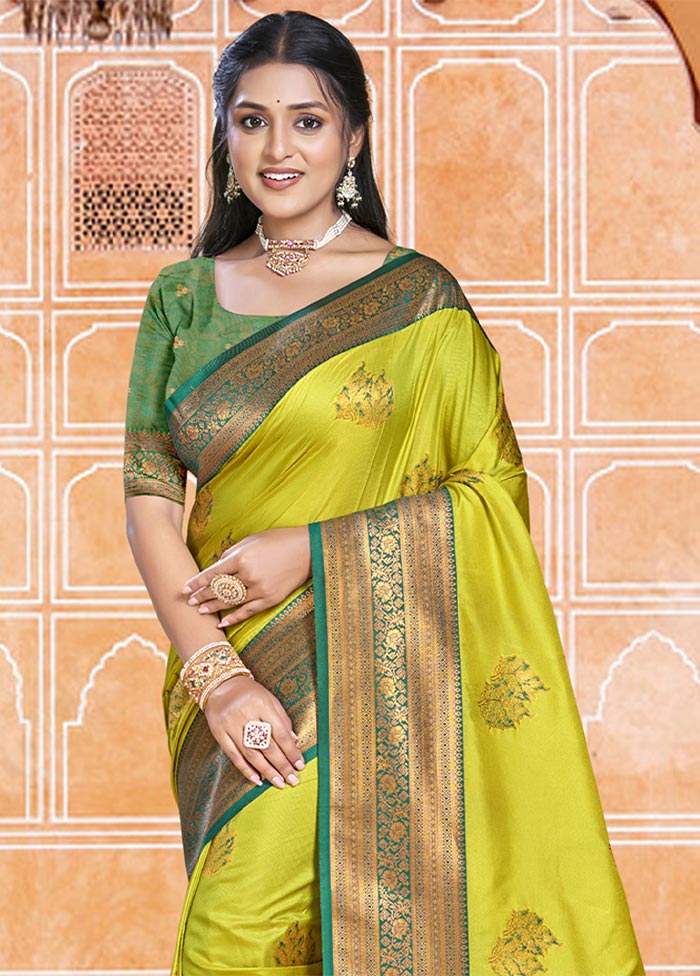 Parrot Green Dupion Silk Saree With Blouse Piece Buy Cheap Many Kinds Of